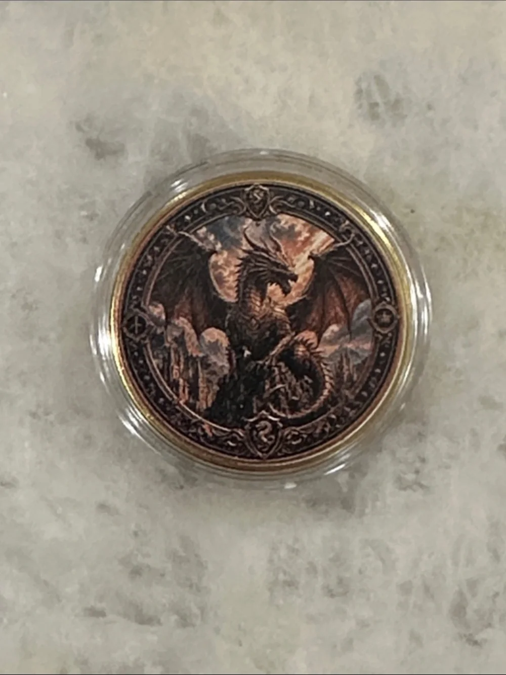 Dragon Coin Pendant - Antique Copper Tone